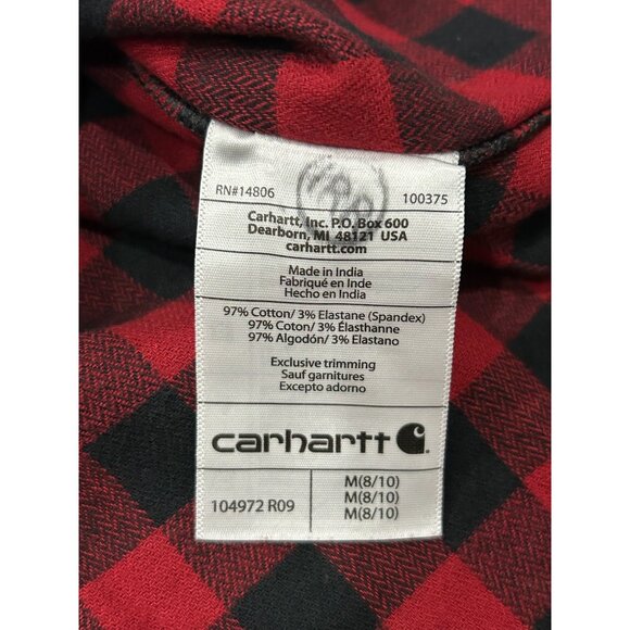 Carhartt Womens Medium Rugged Flex Loose Fit Flannel Top Red Black Buffalo Plaid - Picture 7 of 9